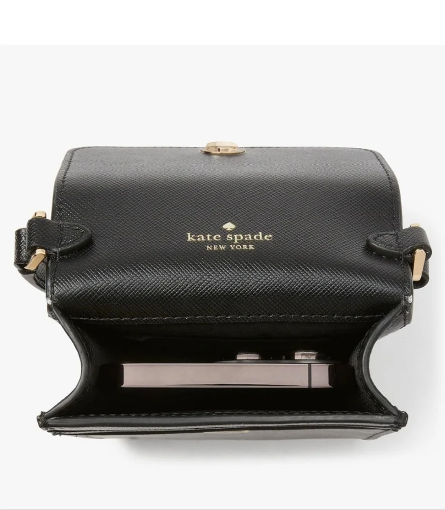 Kate Spade Black Leather Phone Crossbody Bag - Picture 3 of 6